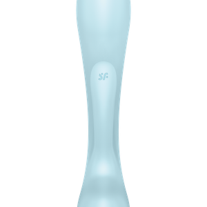 Двосторонній вібратор-кролик Satisfyer Triple Oh Light Blue, 3 мотори, руків’я-масажер
