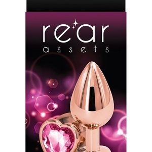 Анальна пробка REAR ASSETS ROSE GOLD HEART PINK, m