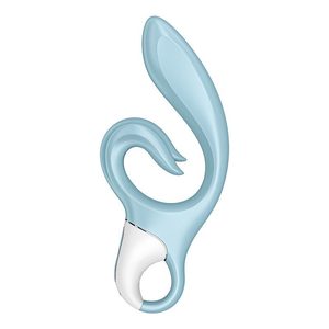 Вібратор-кролик Satisfyer Love Me Blue, гнучкий, відросток з потрійним кінчиком