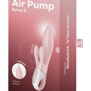 Вібратор-кролик надувний Satisfyer Air Pump Bunny 3, 12 режимів, подвійний відросток