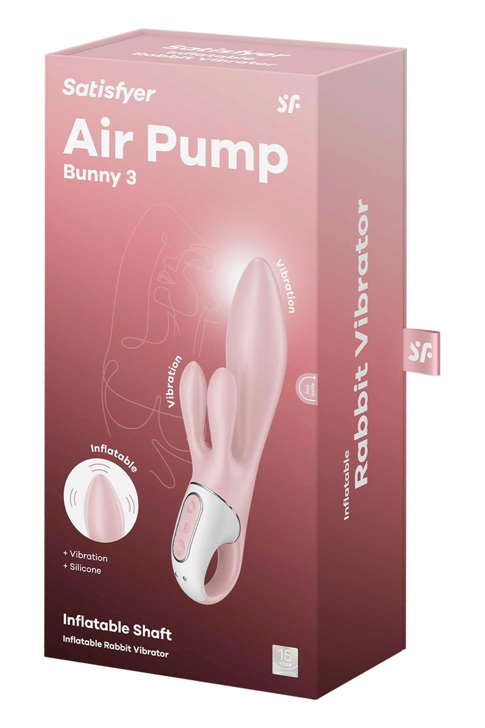 Вібратор-кролик надувний Satisfyer Air Pump Bunny 3, 12 режимів, подвійний відросток