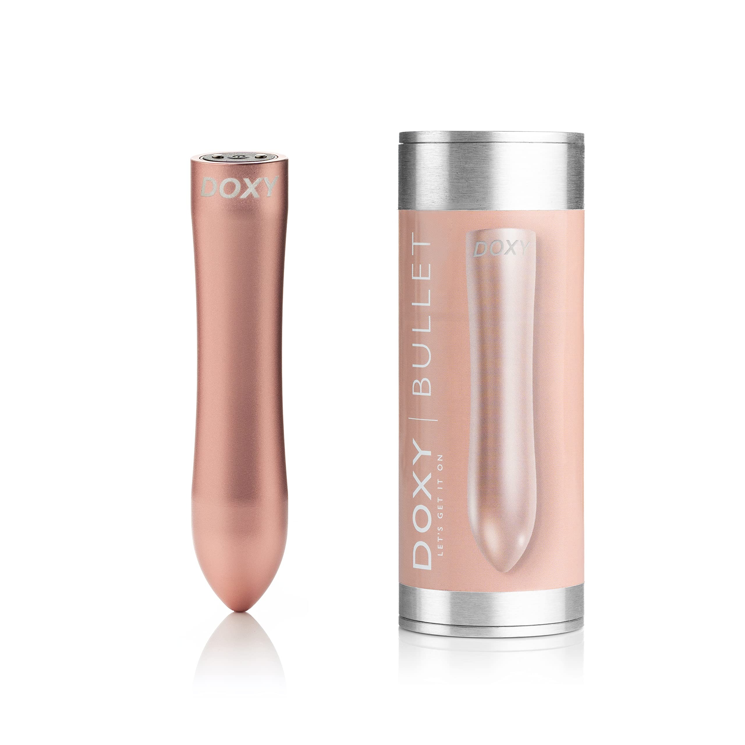 Потужна віброкуля DOXY ROSE GOLD у металевому кейсі, ультрагладенька, 7 режимів