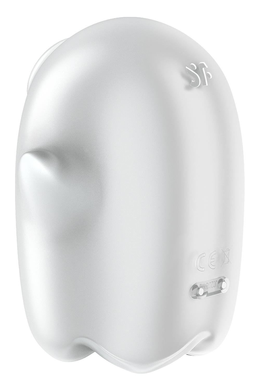Вакуумний кліторальний стимулятор з вібрацією Satisfyer Glowing Ghost White, світиться в темряві