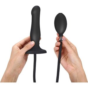 Надувний фалоімітатор Strap-On-Me INFLATABLE DILDO PLUG - NOIR, кулька всередині, діаметр до 6 см