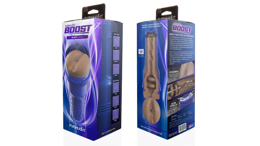 Мастурбатор-попка Fleshlight Boost Blast Female Medium Dark Flesh, плаваючі кільця Turbo Tech