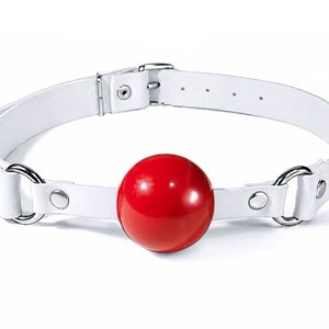 Кляп силіконовий Feral Feelings Silicon Ball Gag White/Red, білий ремінець, червона кулька