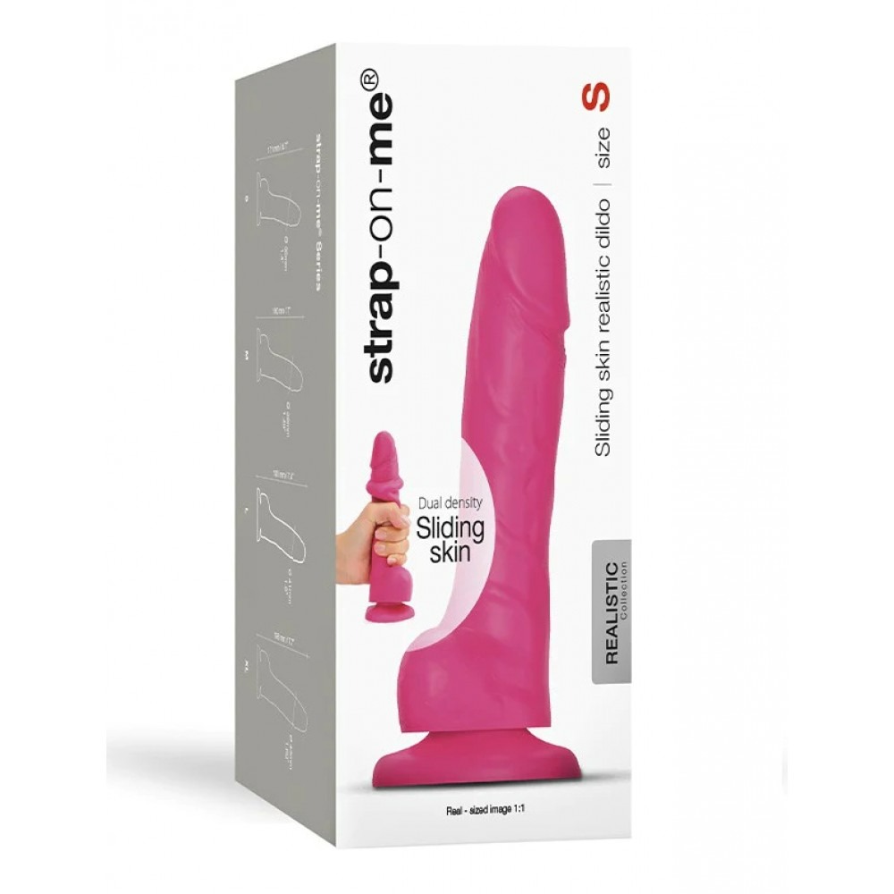 Реалістичний фалоімітатор Strap-On-Me Sliding Skin Realistic Dildo Fuchsia M, ефект рухливої шкіри