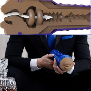 Мастурбатор-ротик Fleshlight Boost Blow Medium Dark Flesh, плаваючі кільця Turbo Tech