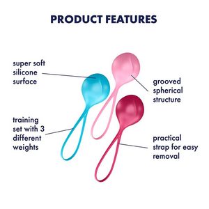 Вагінальні кульки Satisfyer Strengthening Balls (3шт), діаметр 3,8 см, маса 62-82-98г, монолітні