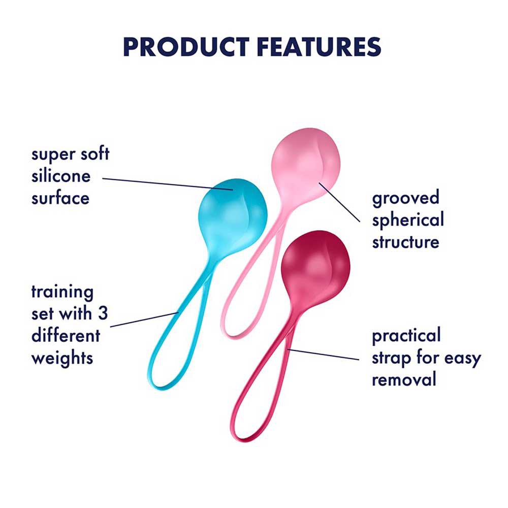 Вагінальні кульки Satisfyer Strengthening Balls (3шт), діаметр 3,8 см, маса 62-82-98г, монолітні
