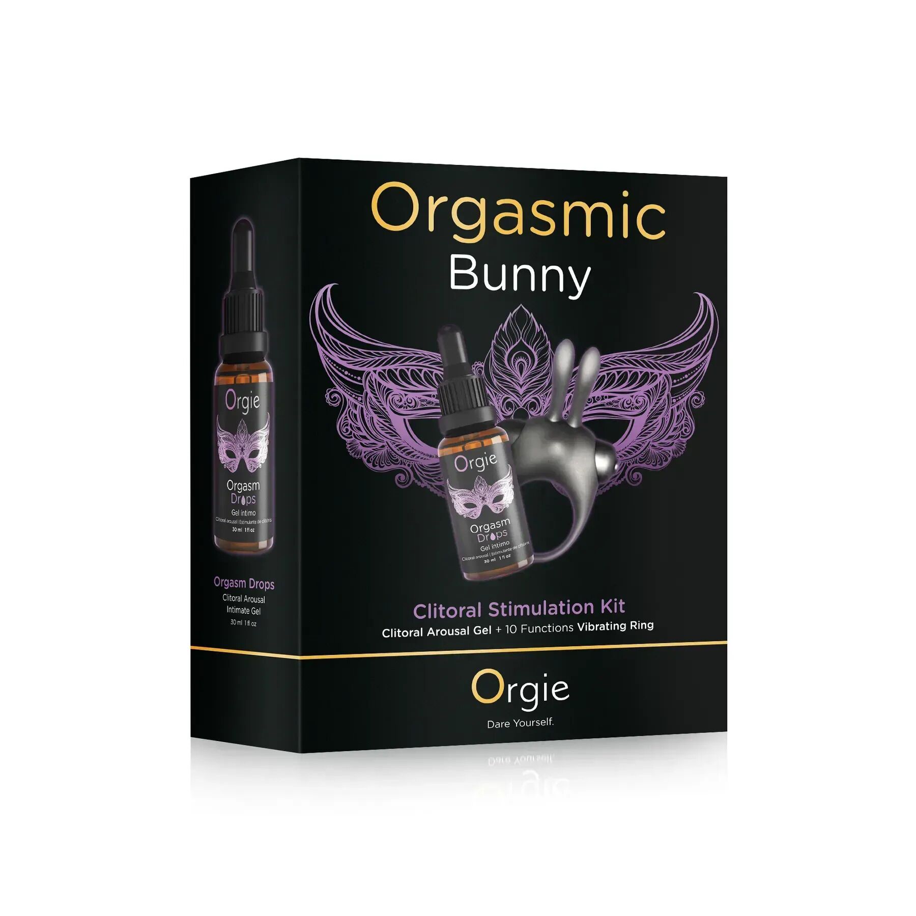 Набір Orgie Orgasmic Bunny: збуджувальні краплі та ерекційне віброкільце