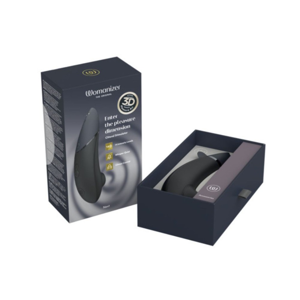 Вакуумний кліторальний стимулятор Womanizer Next Black, 3D Pleasure Air, 14 рівнів інтенсивності