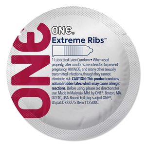 Презерватив ONE Extreme Ribs, 1 шт, ребристий, зі змазкою