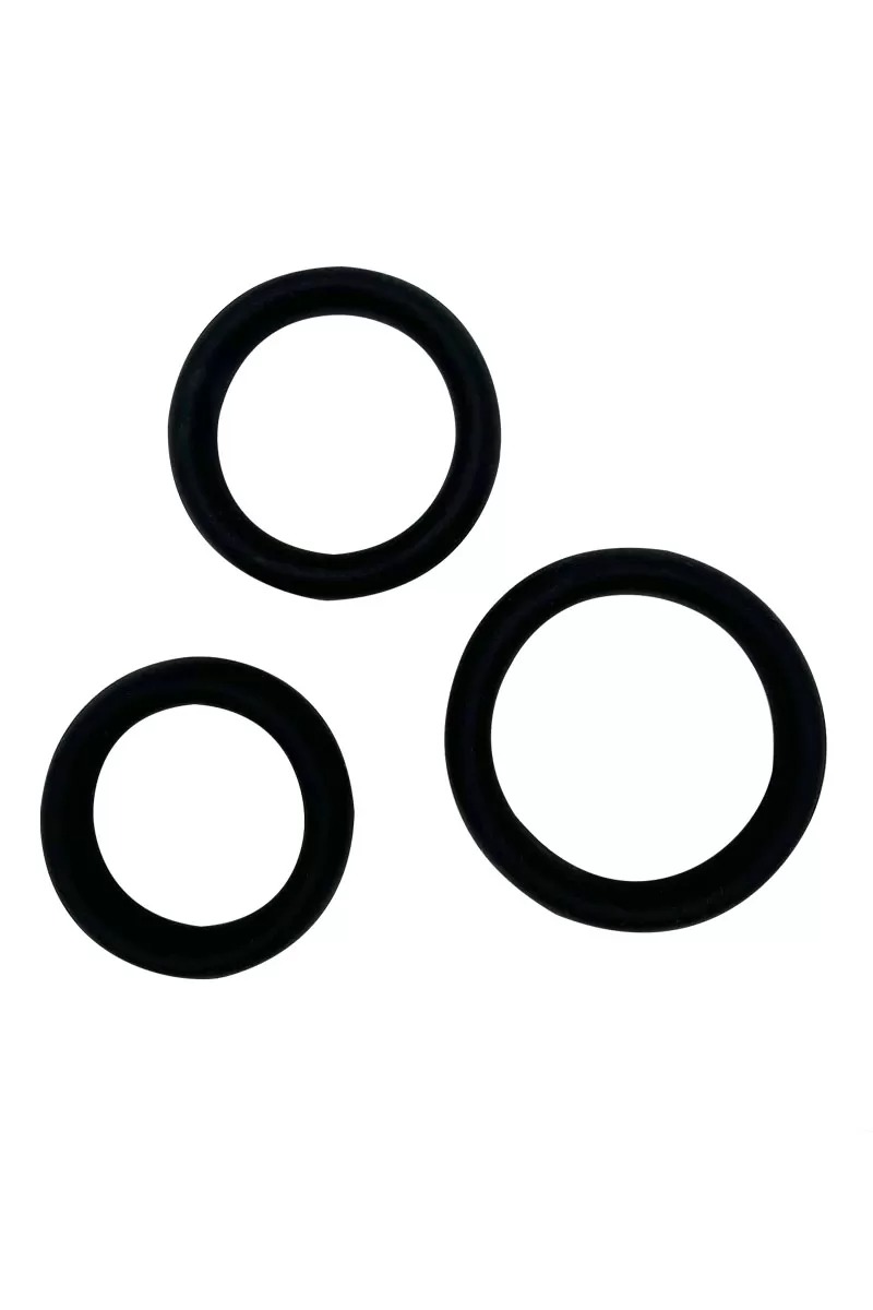 Набір ерекційних кілець Alive Sensual Pleasure Rings, 3 розміри, чорні, дуже еластичні