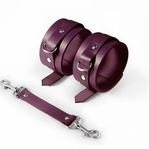Поножі Feral Feelings – Ankle Restraints Burgundy, натуральна шкіра