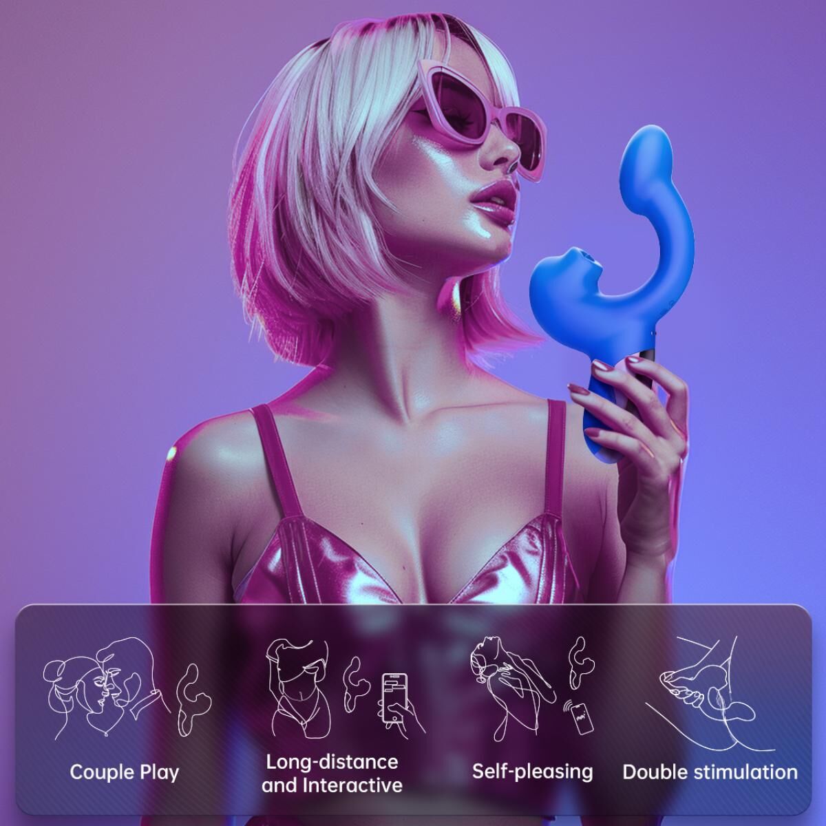 Смарт-вібратор Magic Motion Ponder Blue, подвійна стимуляція, віброяйце+язичок для клітора