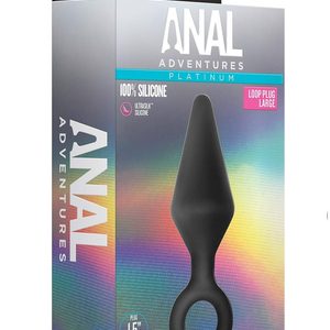 Анальна пробка з кільцем-стопером L Anal Adventures Blush, силіконова, чорна, 13.3 х 3.8 см