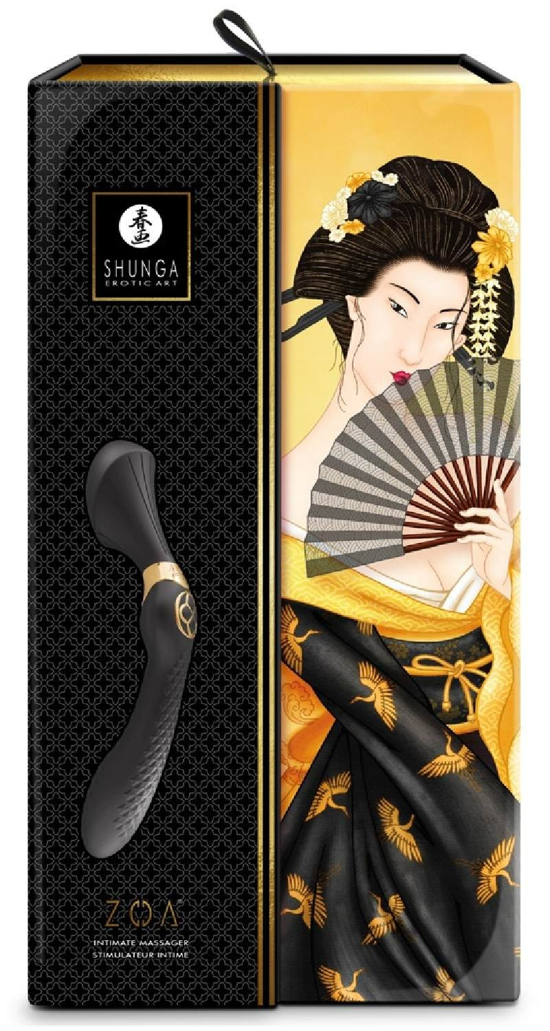 Вібромасажер Shunga Zoa Black, двосторонній