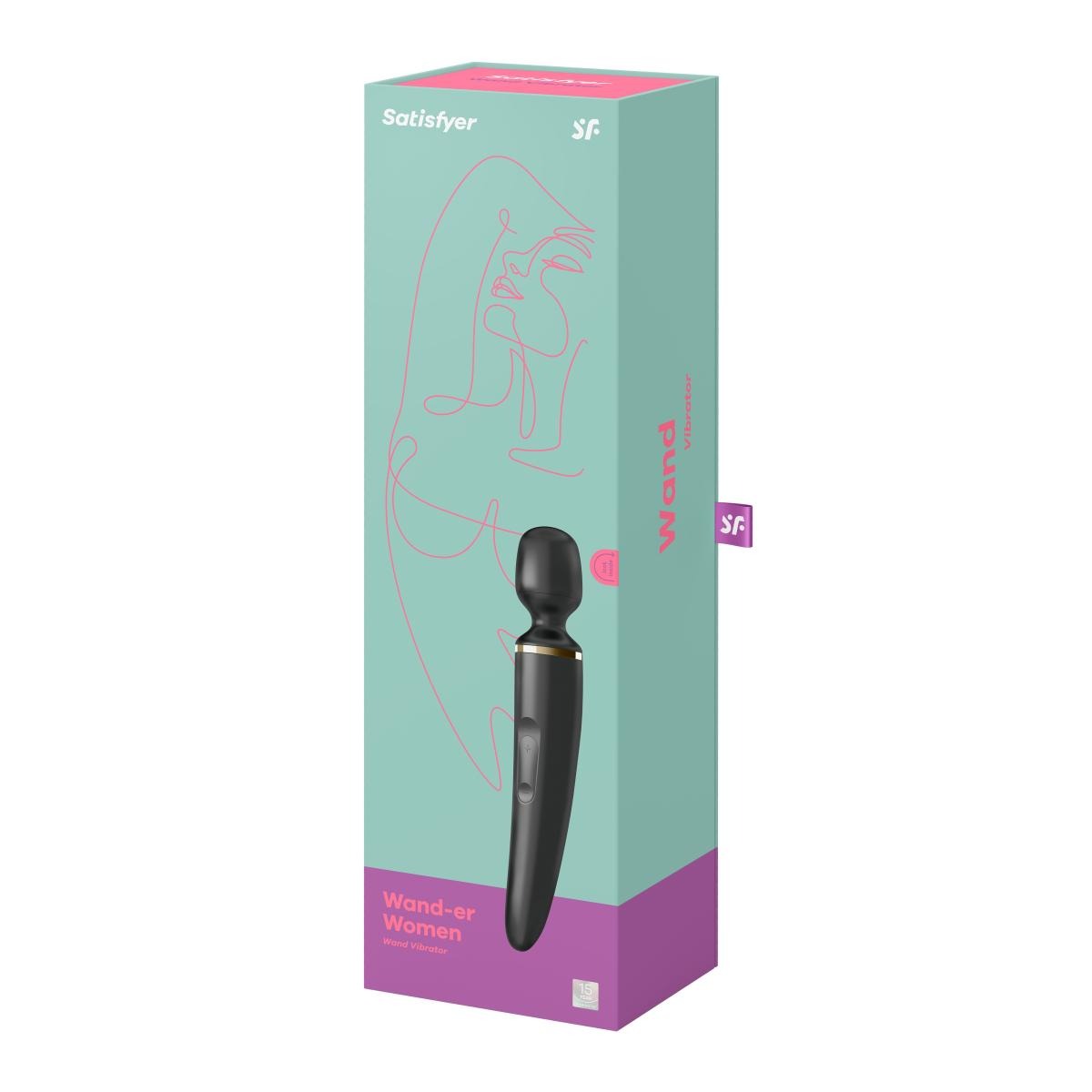 Вібромасажер Satisfyer Wand-er Woman (Black/Gold), водонепроникний, потужний, розмір XXL