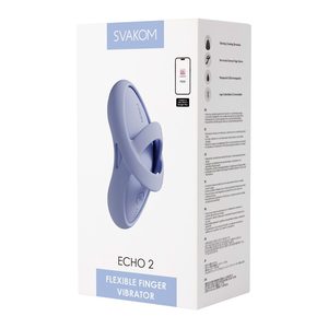 Смарт-вібратор для клітора Svakom Echo 2 Sky Blue, підігрів до 38 °C, знімна насадка на палець
