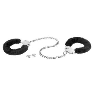 Металеві поножі з хутром Fetish Tentation Adjustable metal and fur ankle cuffs, 2 ключі