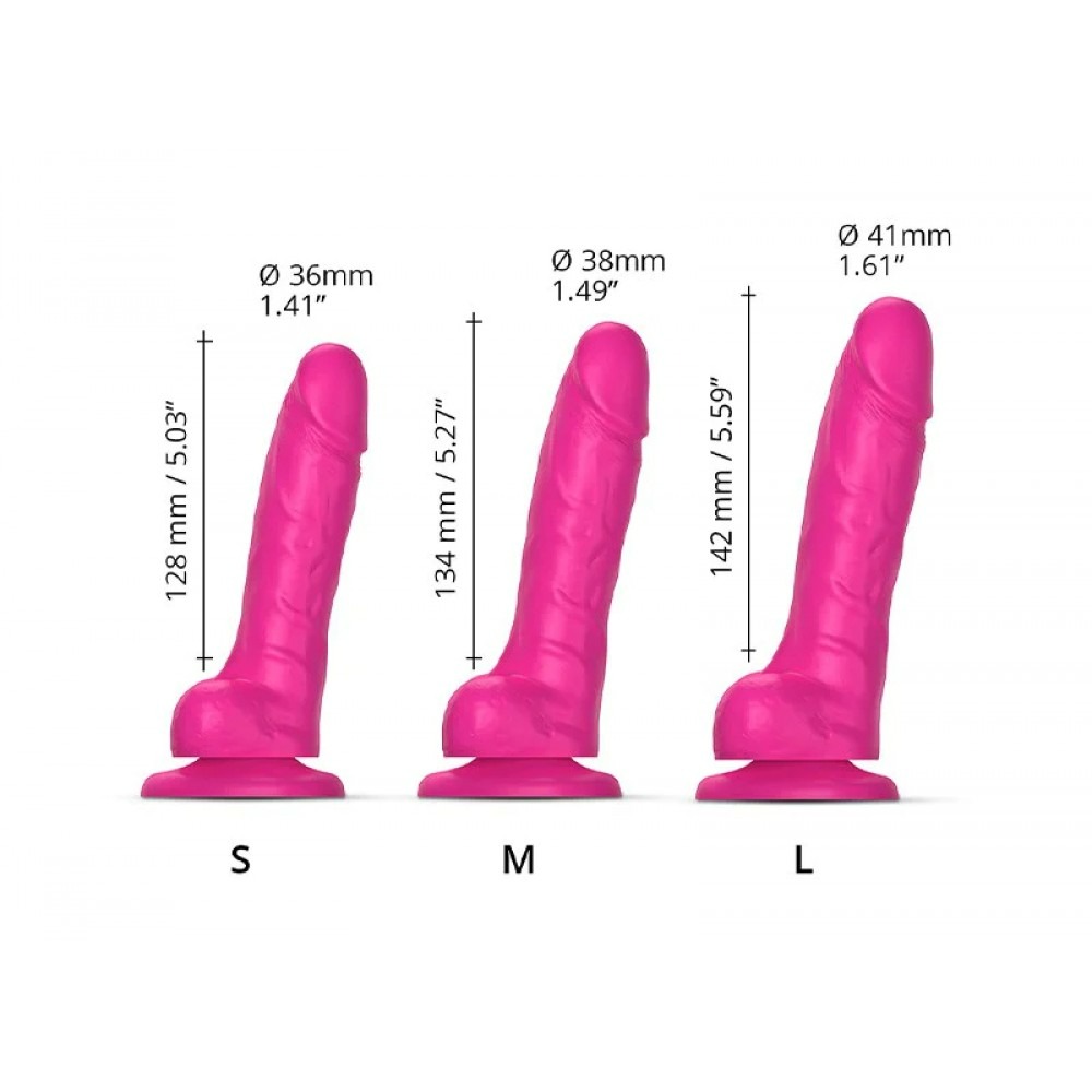 Реалістичний фалоімітатор Strap-On-Me Sliding Skin Realistic Dildo Fuchsia L, ефект рухливої шкіри