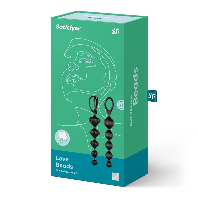 Набір анальних намистин Satisfyer Beads Black, силікон, макс. діаметр 3,3 см та 3,5 см