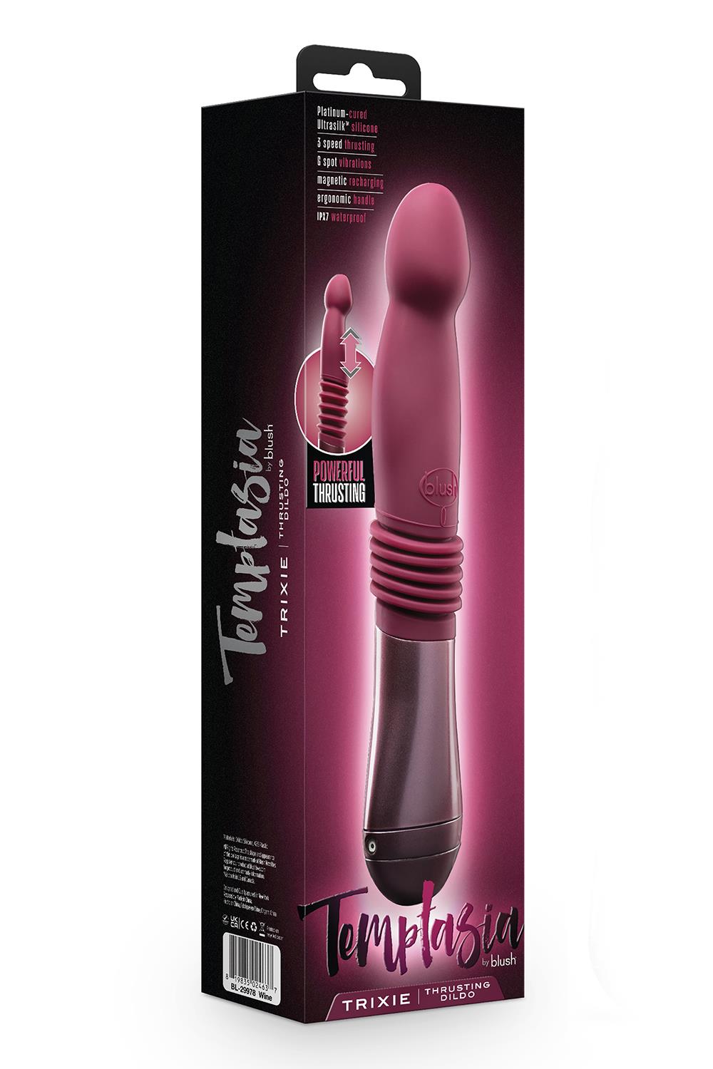 Пульсатор для точки G Blush Temptasia – Trixie Thrusting Dildo – Wine Red, 3 швидкості