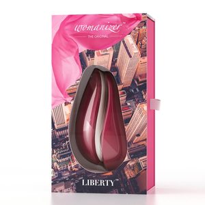 Вакуумний кліторальний стимулятор Womanizer Liberty Red, магнітна кришка, 2 насадки