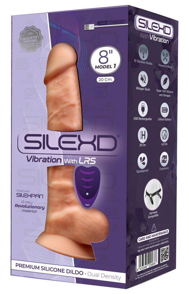 Фалоімітатор з вібрацією SilexD Vetus Vibro Flesh (MODEL 1 size 8in) + LRS, двошаровий, діам. 4,2 см